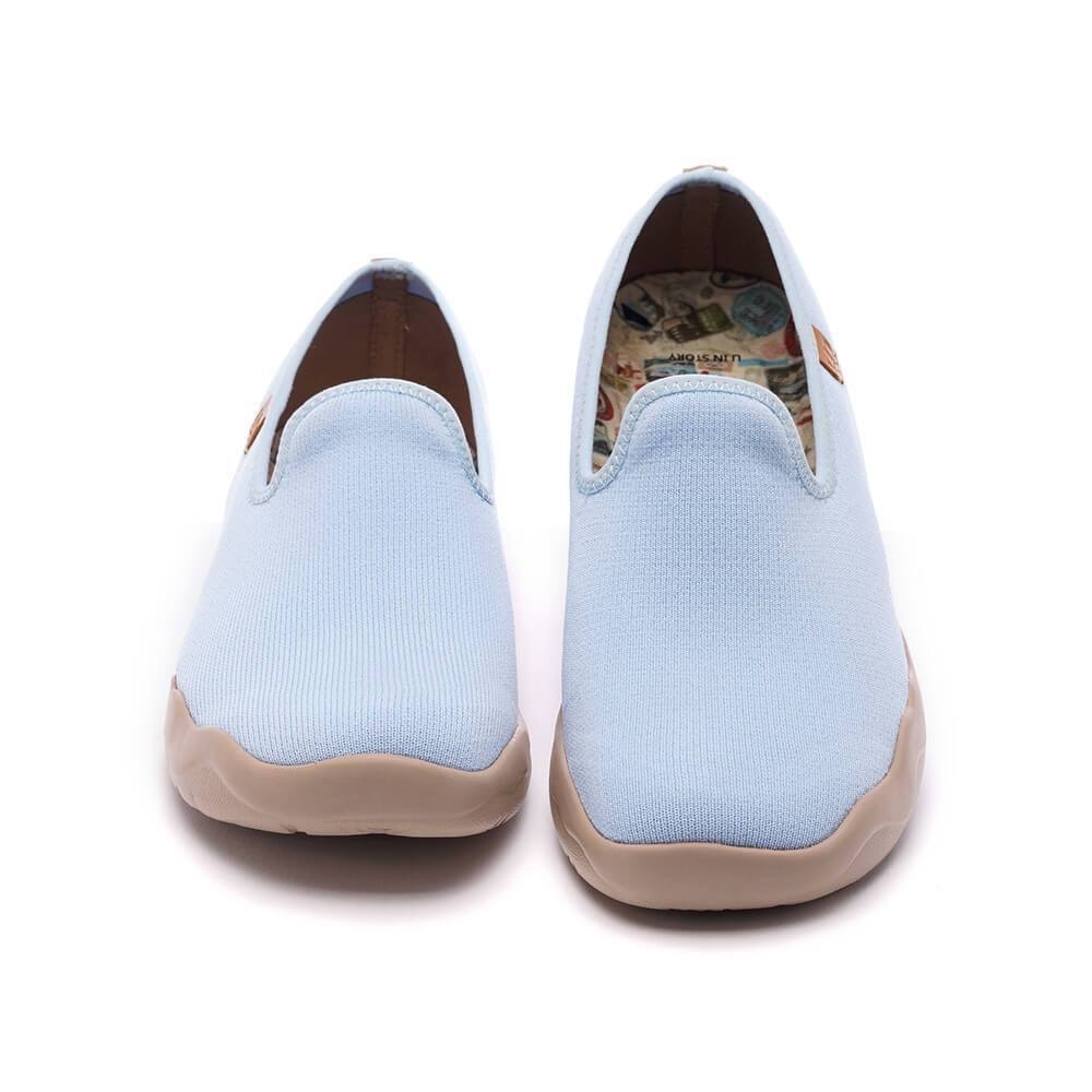 UIN Women's Loafers Comfort Walking Casual Shoes (Barcelona Knitted Light Blue)